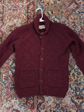 Oliver Spencer Men's Shawl Collar Cardigan - Burgundy